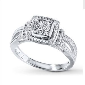 Sterling Sliver Ring with Diamond Accents - size 7